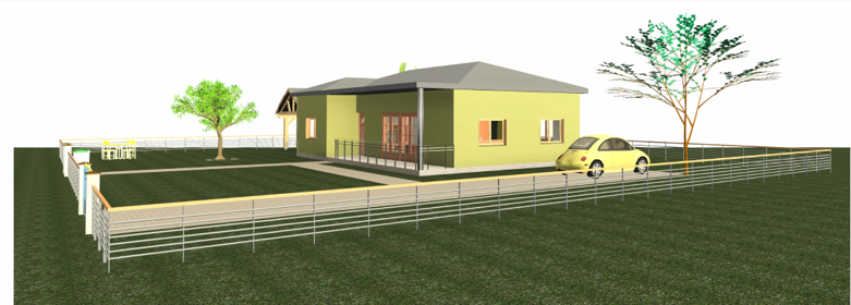 Rendu 3D d'un projet de maison et d'infrastructure